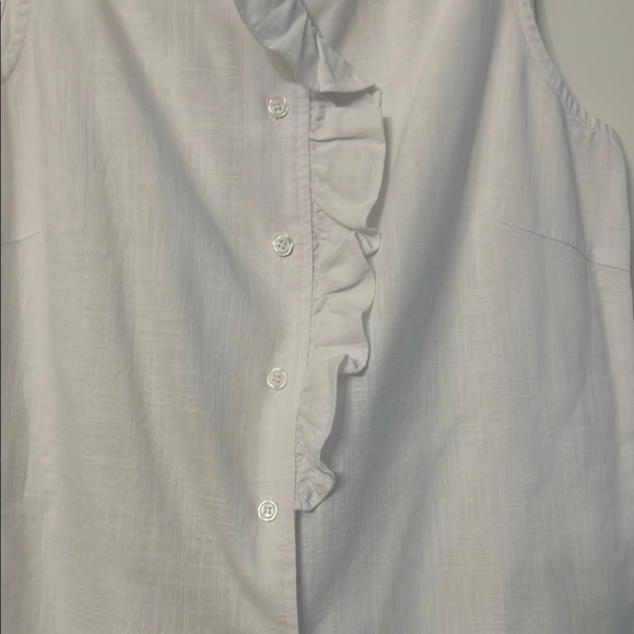 Jade White Sleeveless High Collar Ruffled Blouse - Picture 4 of 8